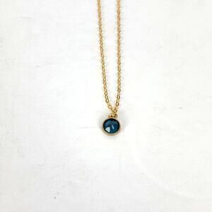 Petite Vagabonde Blue Gem 14K Gold Necklace 9" drop NEW